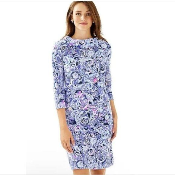 Lilly Pulitzer Saralyn in Iris Blue Namastay In The Jungle Knit Dress Women's Si - Picture 2 of 10